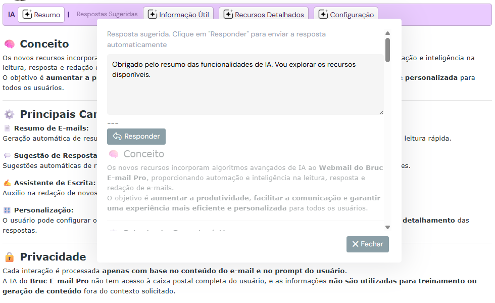 Sugestões inteligentes de resposta