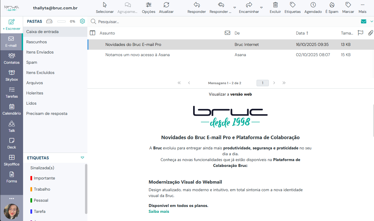 Exemplo do modo Desktop
